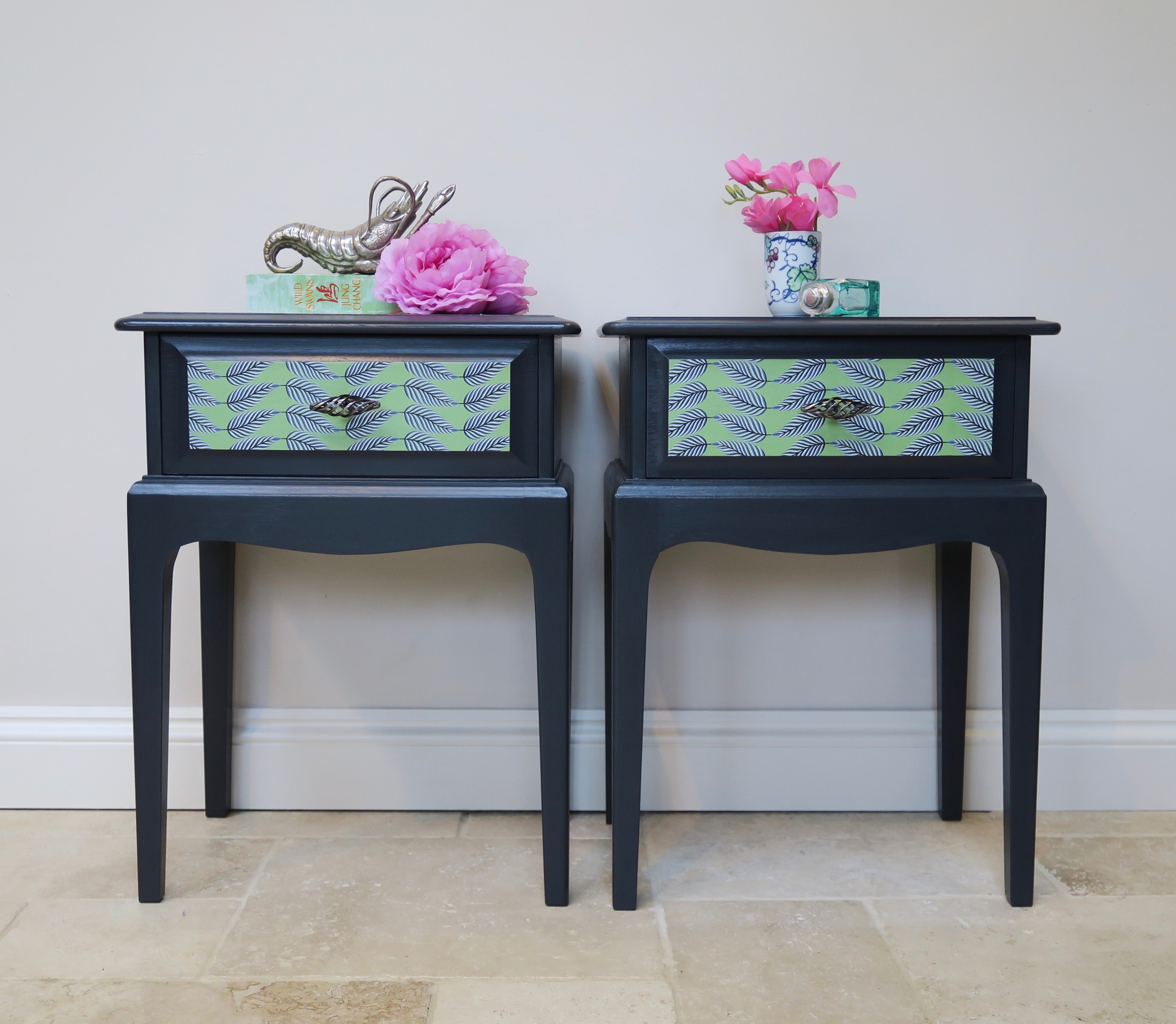 Decoupaged Stag Bedside Tables