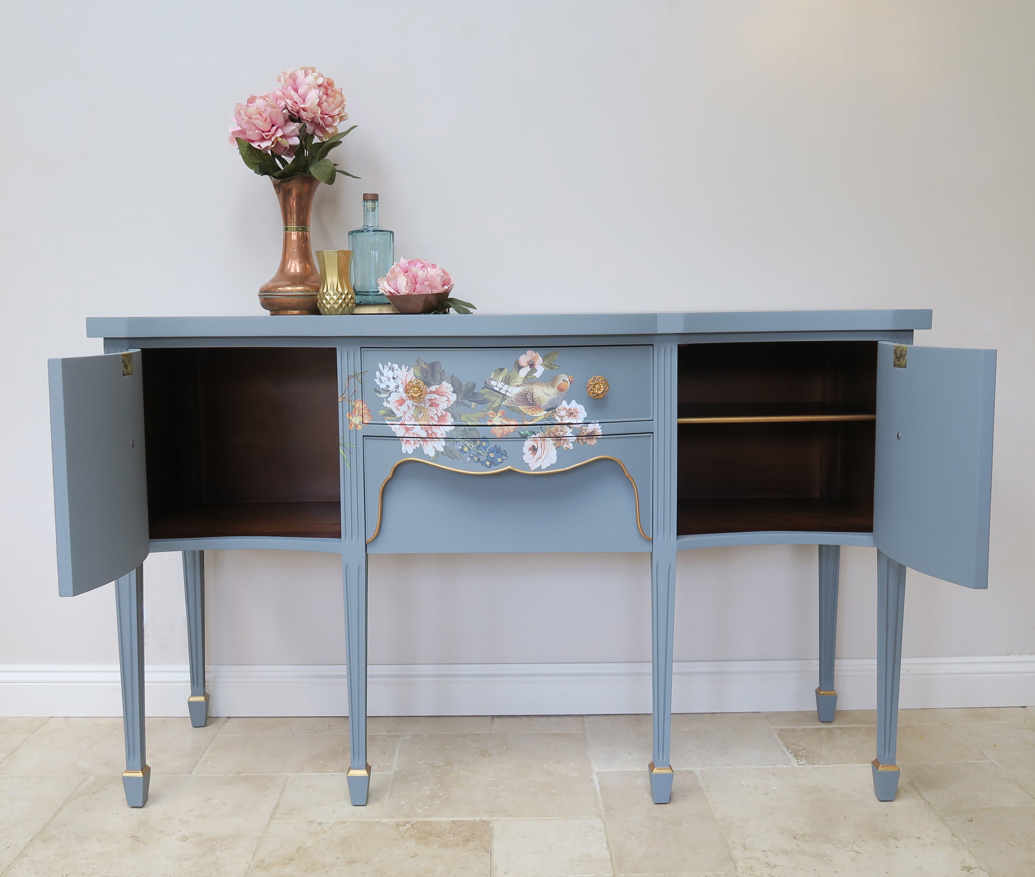 Statement Bow-fronted Sideboard: ‘Beautiful Birds’