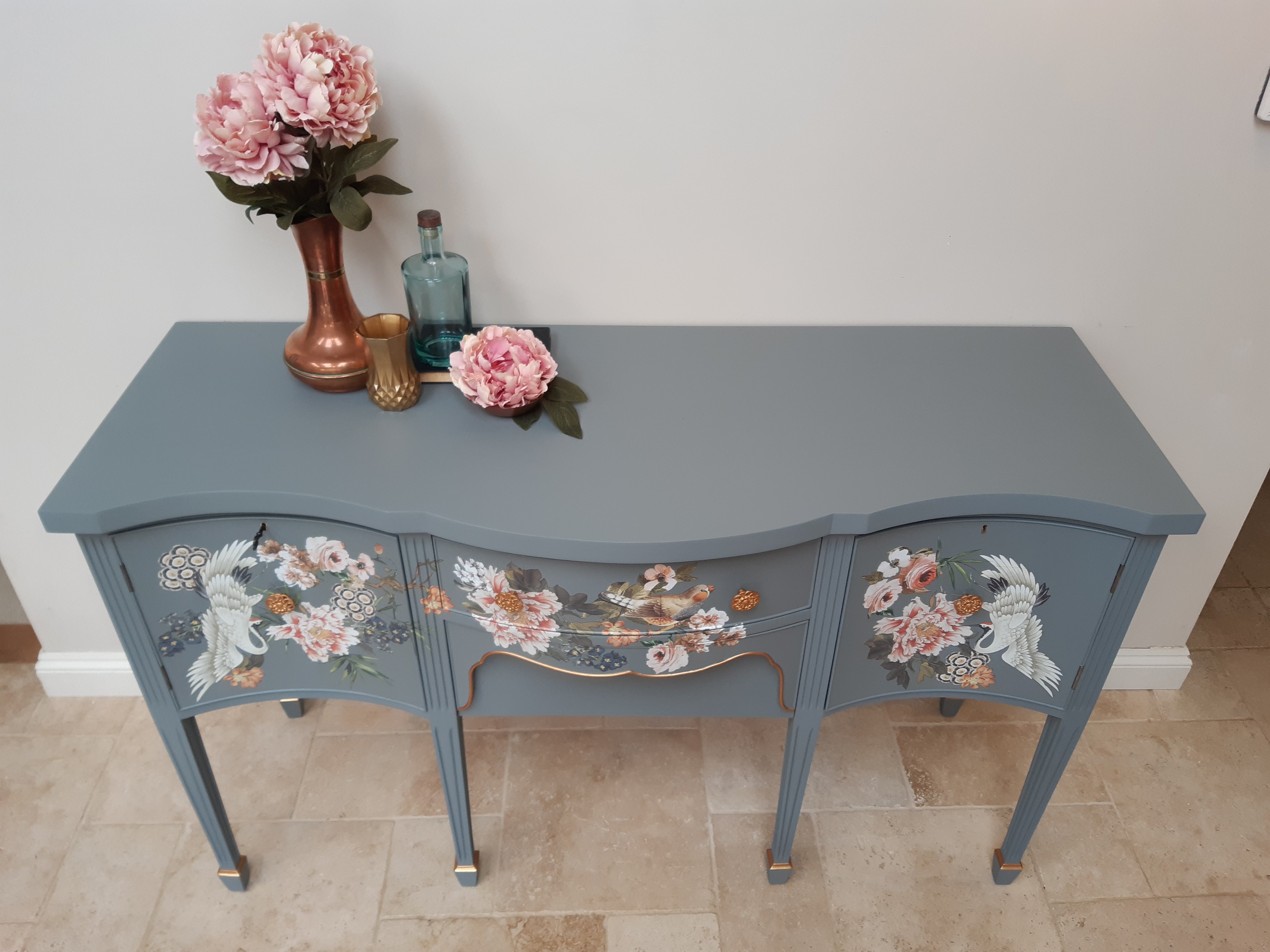 Statement Bow-fronted Sideboard: ‘Beautiful Birds’