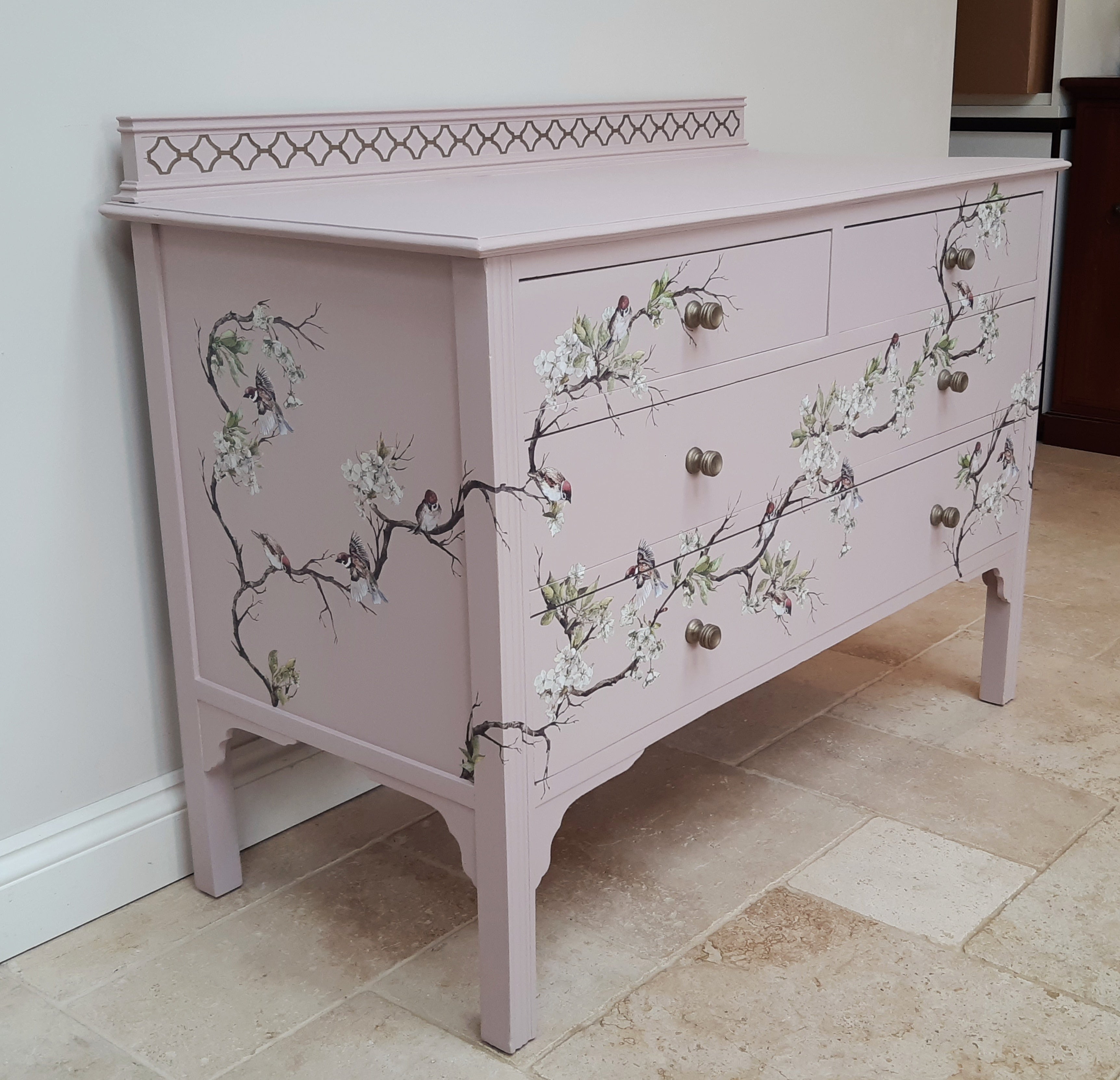 Pink Birds Chest of Drawers