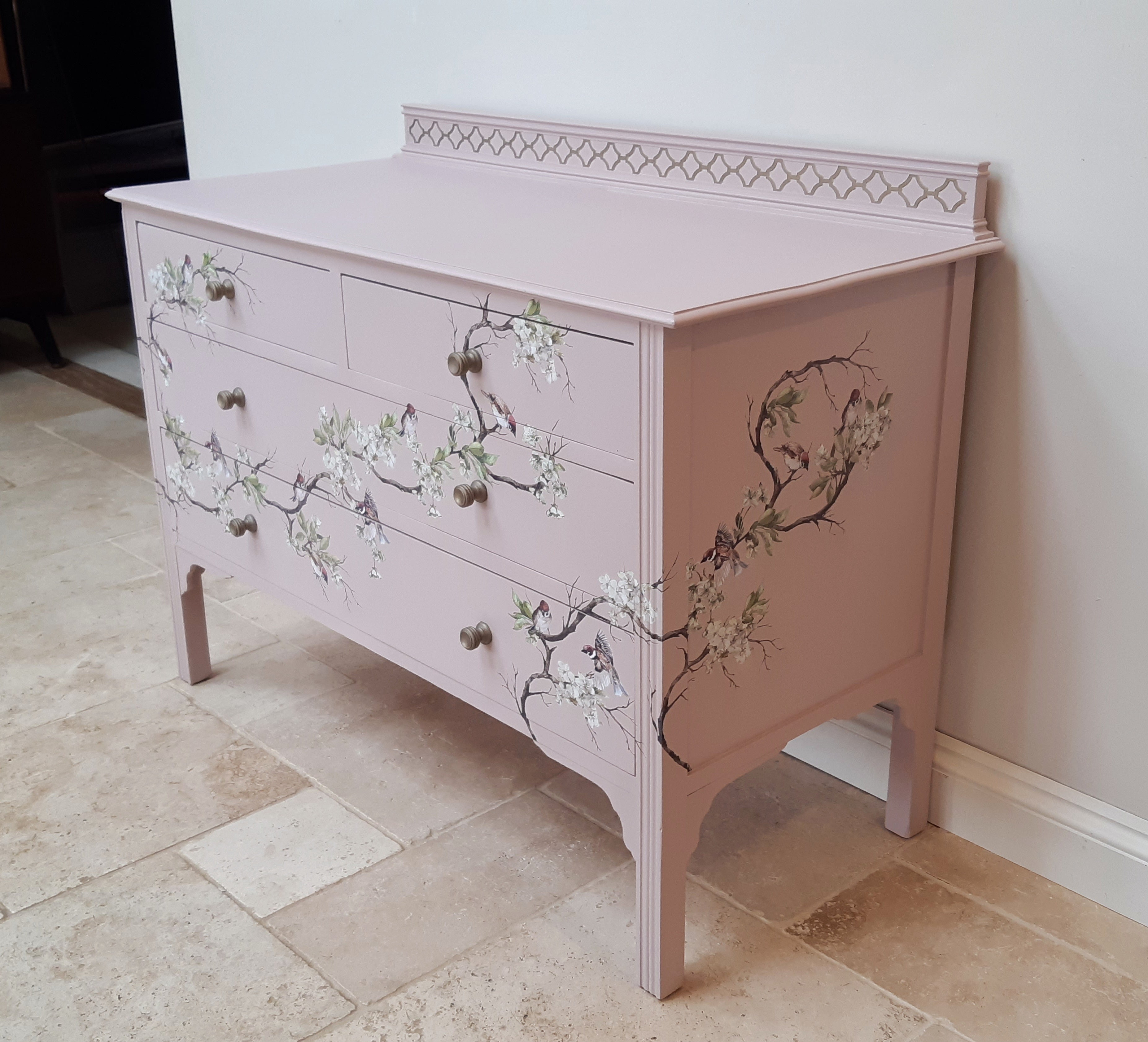 Pink Birds Chest of Drawers