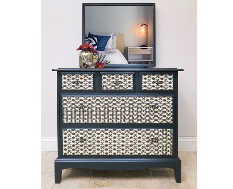 Decoupaged Stag Chest of Drawers & Mirror