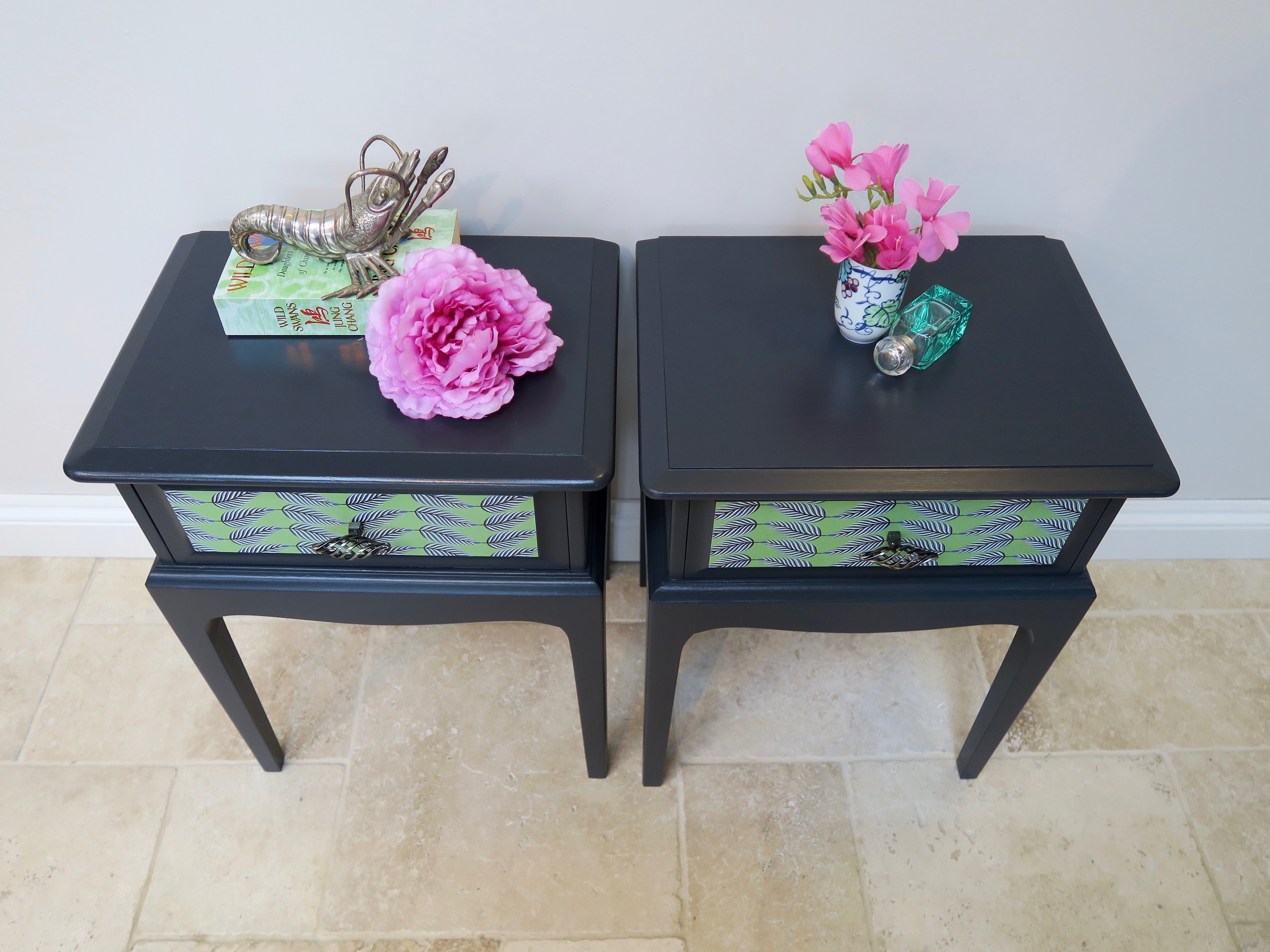 Decoupaged Stag Bedside Tables