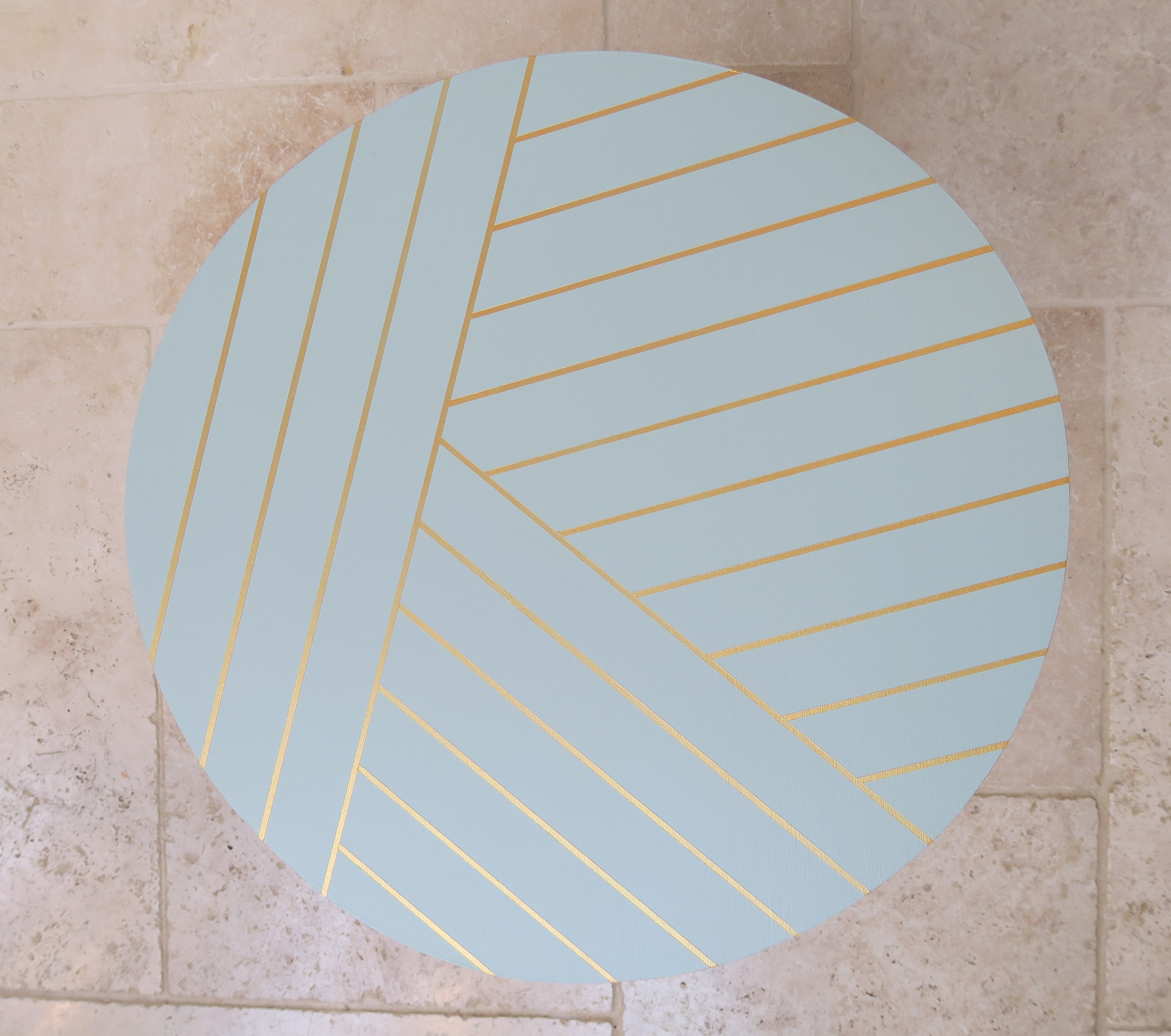 Aqua & Gold Striped Table