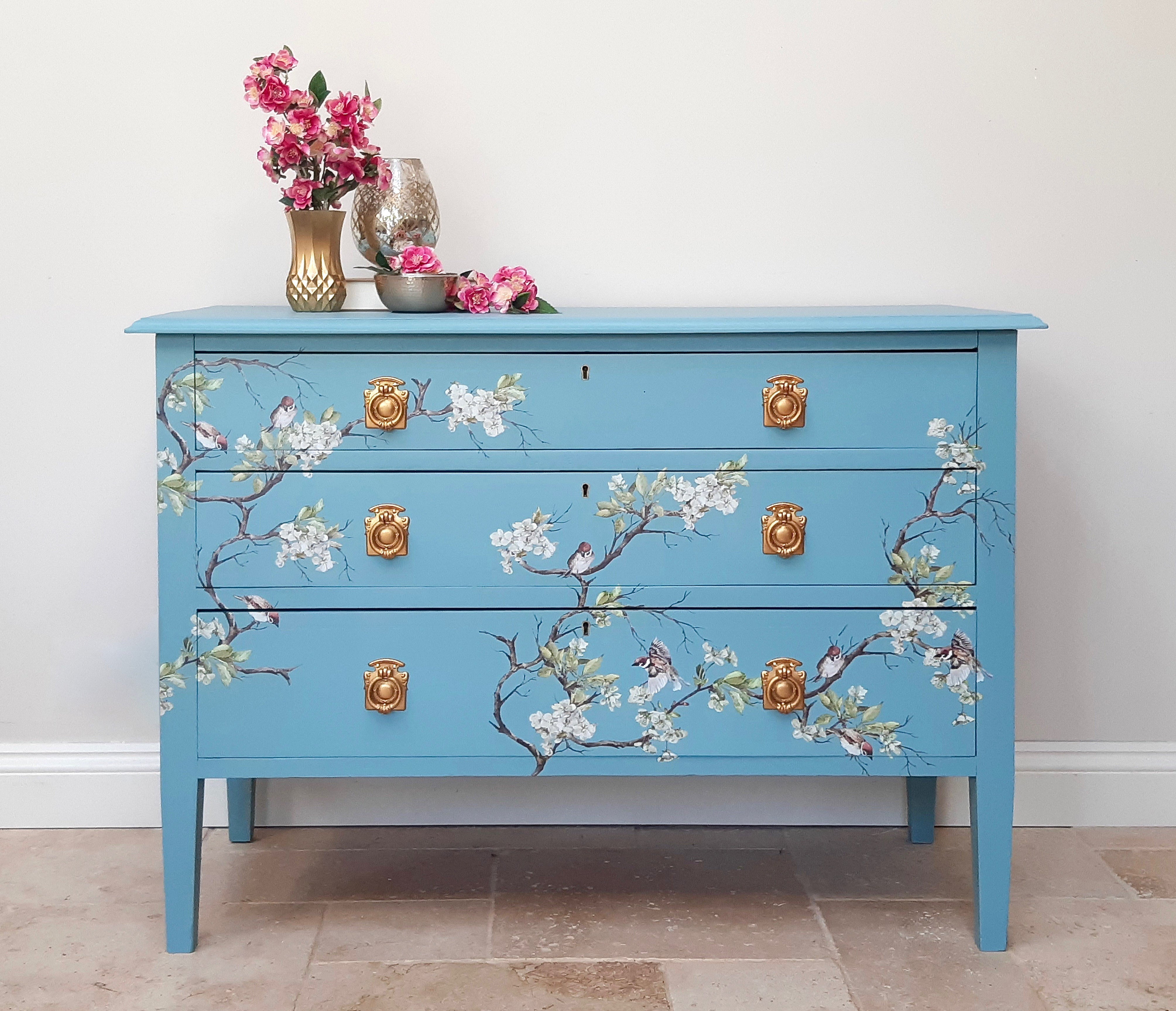 Blue Birds Chest of Drawers