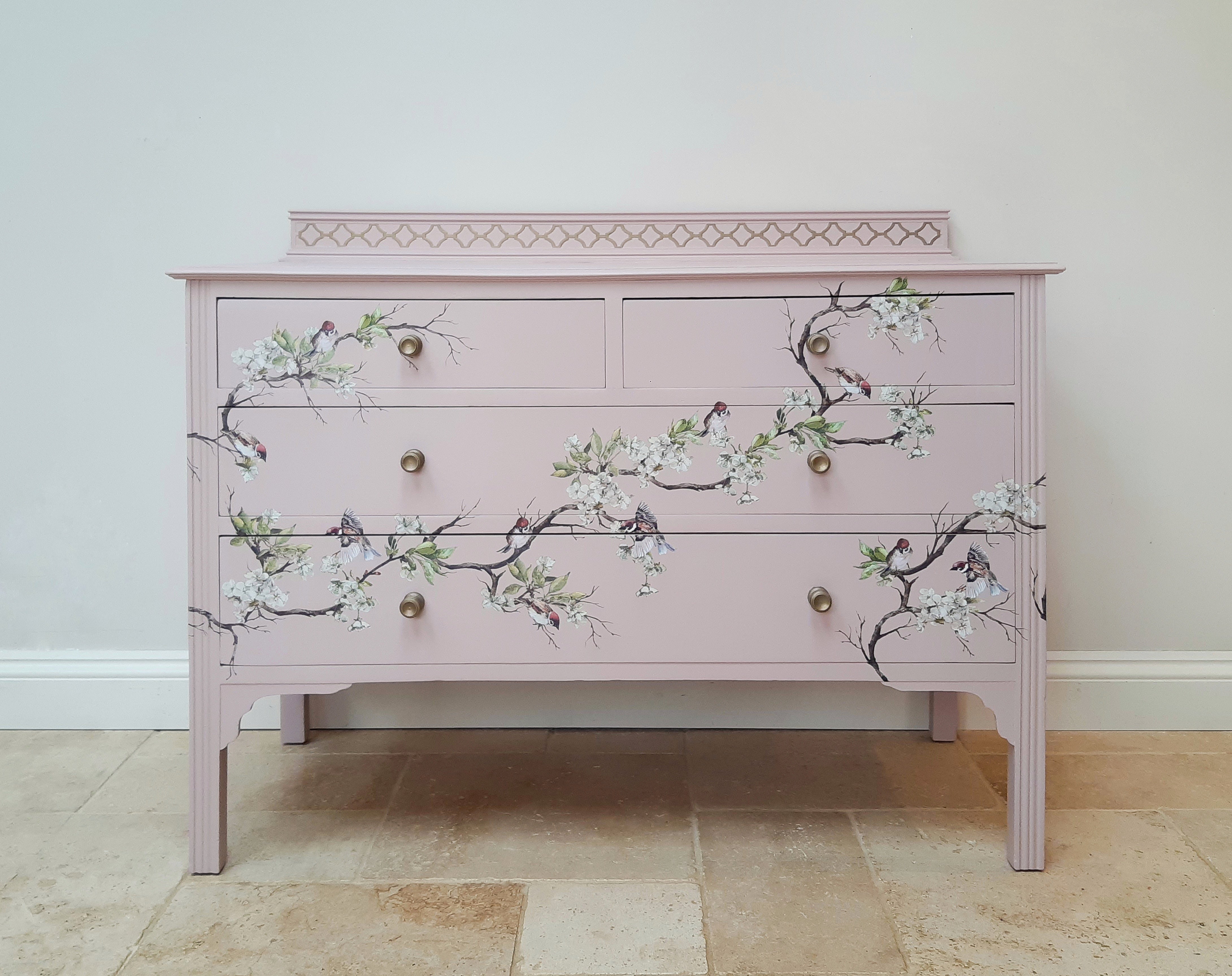 Pink Birds Chest of Drawers