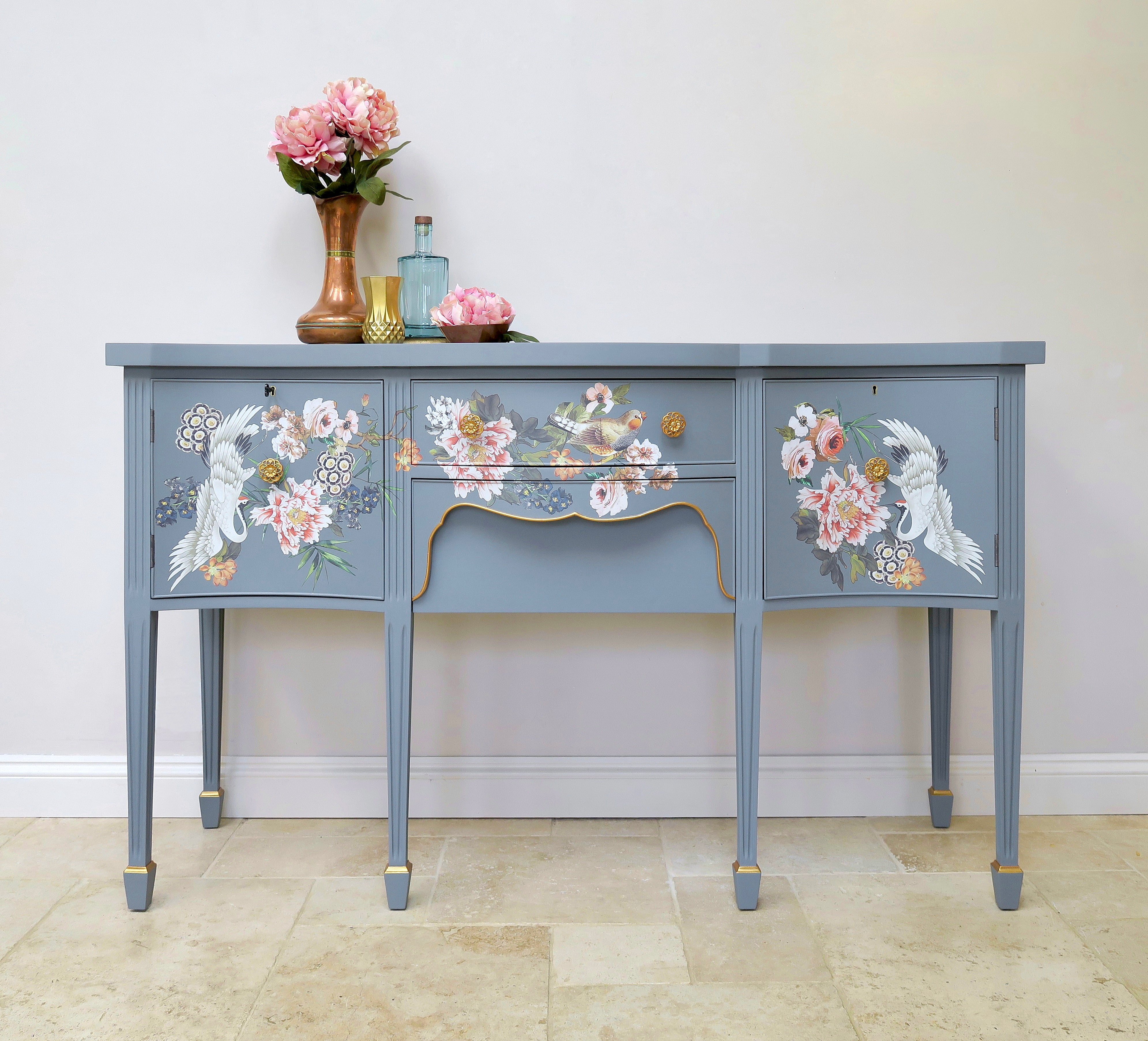 Statement Bow-fronted Sideboard: ‘Beautiful Birds’